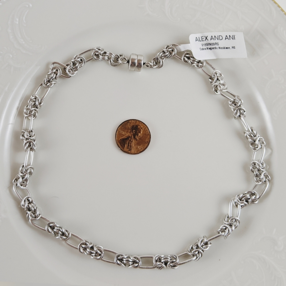 Alex and Ani Rafaelian Silver Cobra Magn. Necklace